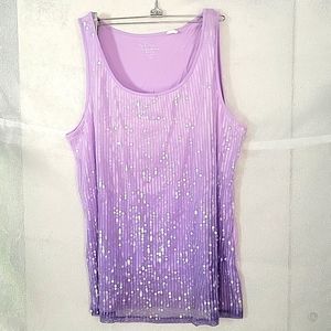 Chico's sequin tank top. Lavendar ombre with clear sequins.
